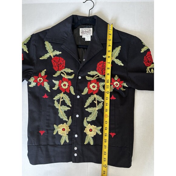 Rockmount Ranch Wear Western Bolero Jacket Black Floral Embroidered Roses XS - Picture 10 of 13